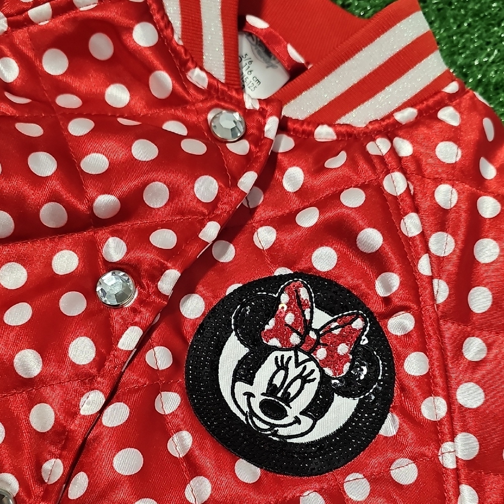 Disney Minnie Mouse Quilted Jacket With Polka Dots Girls 5/6 - Picture 4 of 8